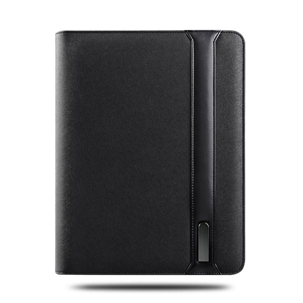 Business Travel A4 Zipped Notebook Padfolio With 5000 MAh Wire/wireless Charging Power Mobile Cellphone Bag Notepad