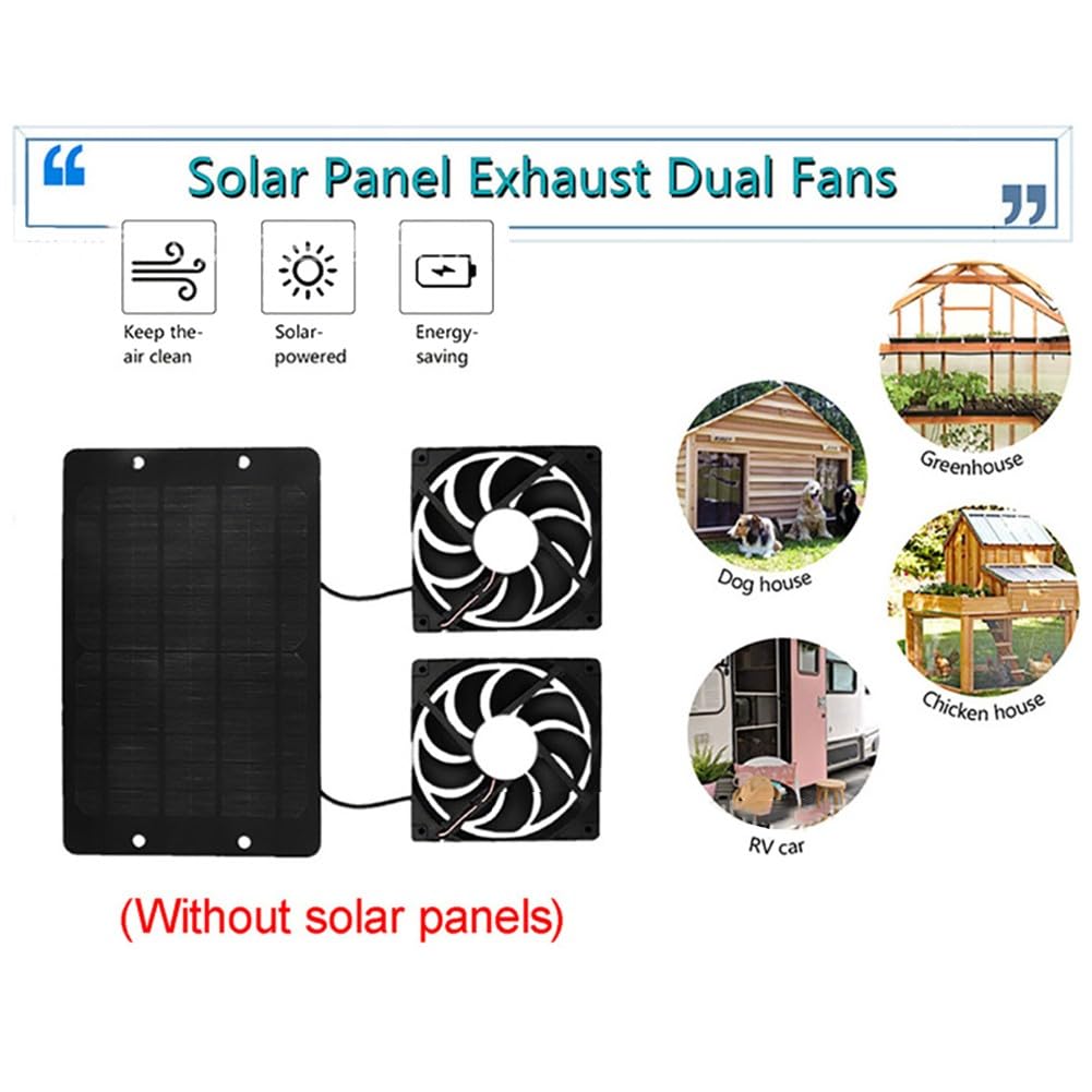 Solar Ventilator 12V 10W für Gewächshaus, Dual-Auslass mit Regenwasserschutz, 3200 U/min für Hühnerstall Wohnmobil