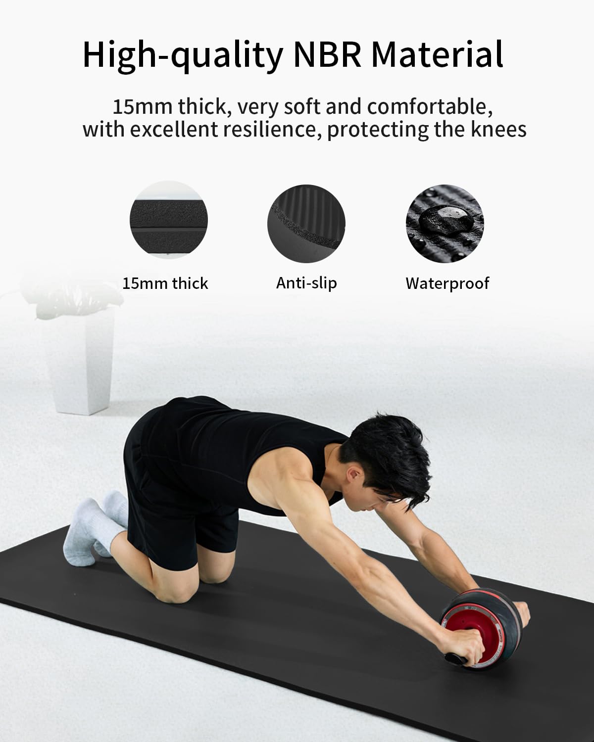 Tappetino da yoga spesso 15 mm/10 mm, 190 x 90 cm, tappetino per esercizi in NBR per casa, all'aperto, yoga, pilates, fitness, morbido, grande, con borsa per il trasporto