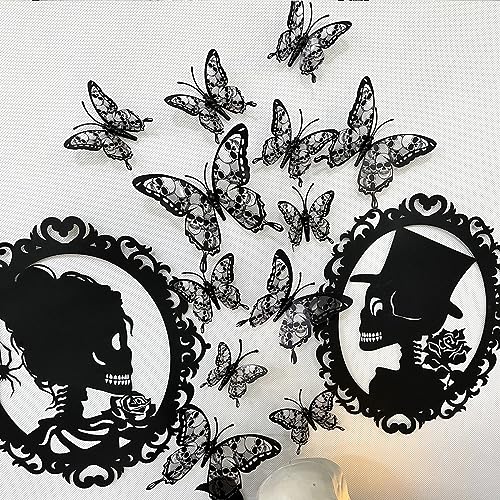 Decoración de Pared Halloween Calavera Mariposa 12 Pzs miniatura 4