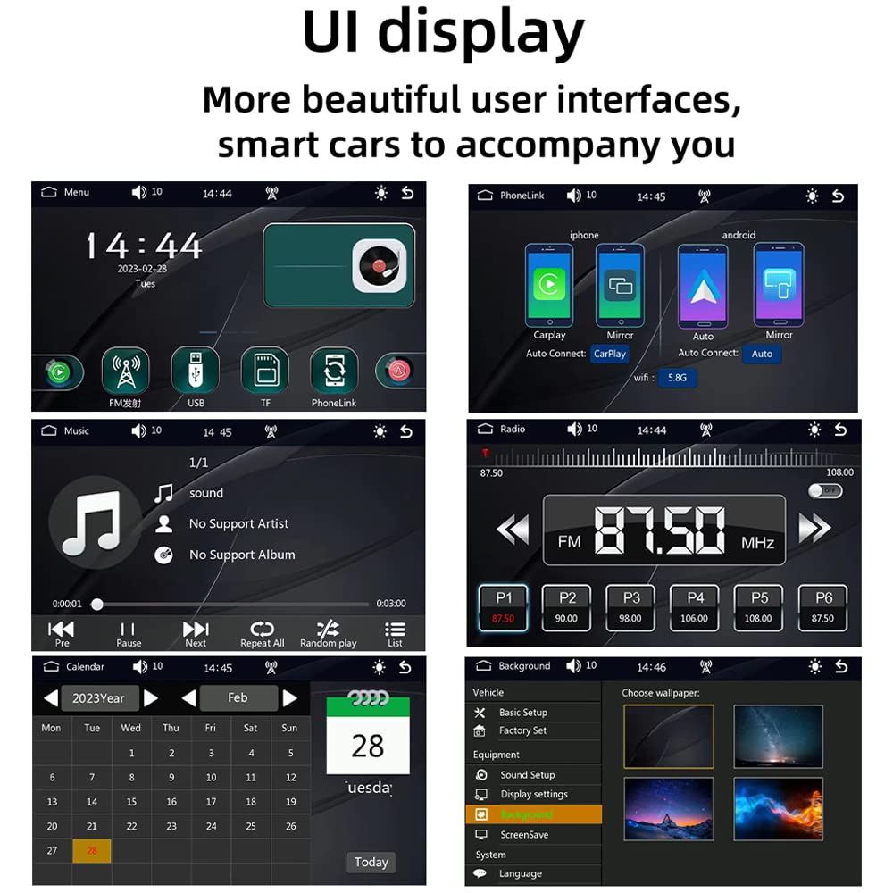 portatile Autoradio compatibile for Apple Carplay wireless Android Auto, 7" IPS Bluetooth Monitor per auto Altoparlante integrato Lettore multimediale con Mirror Link Trasmettitore FM/AUX/USB/TF