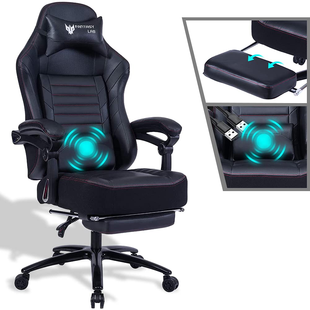 FANTASYLAB Racing Gaming Chair with Footrest Massage Computer Game