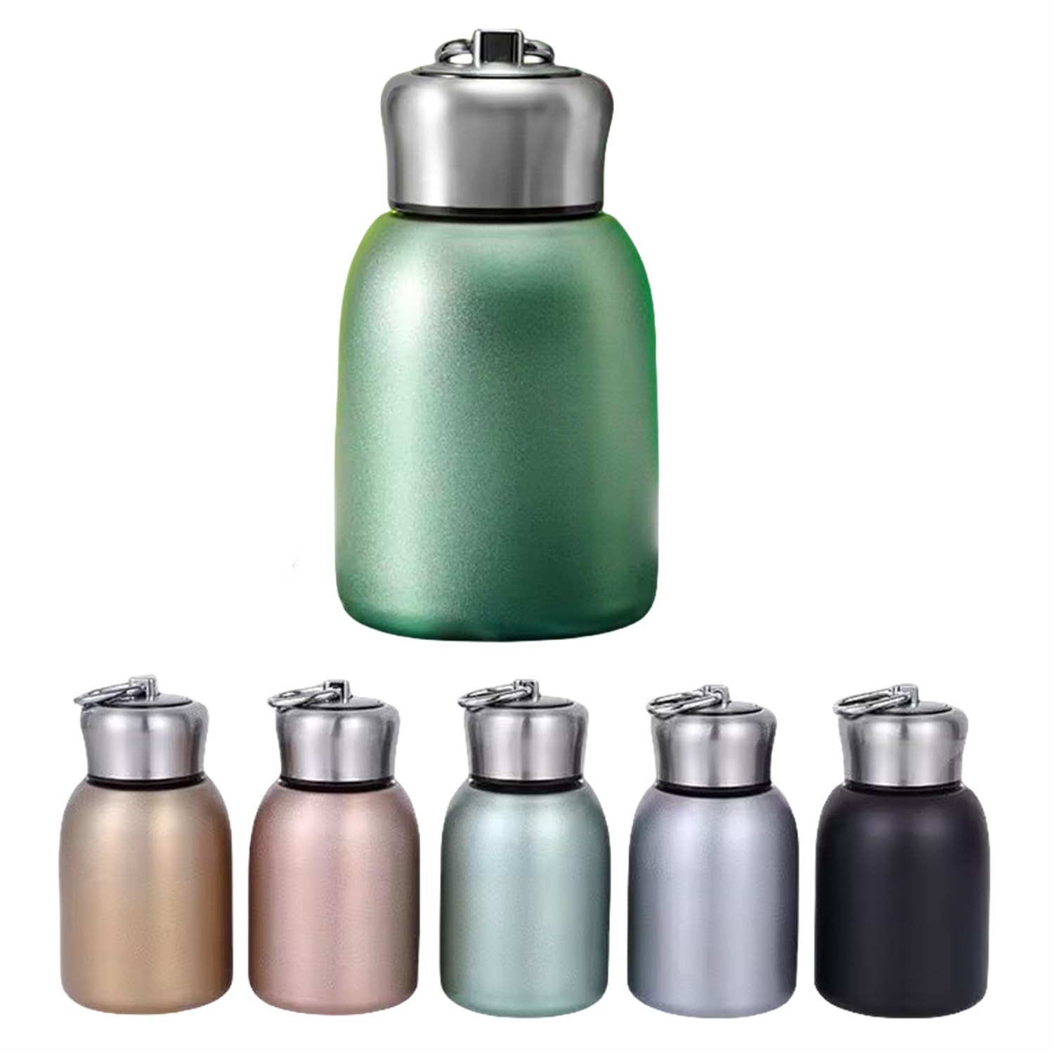 Qiaogle Small Flasks, 300ml Stainless Steel Insulated Water Bottle, Mini Flask for Hot and Cold Drinks, Leakproof Travel Cup, Coffee Mug (Green)