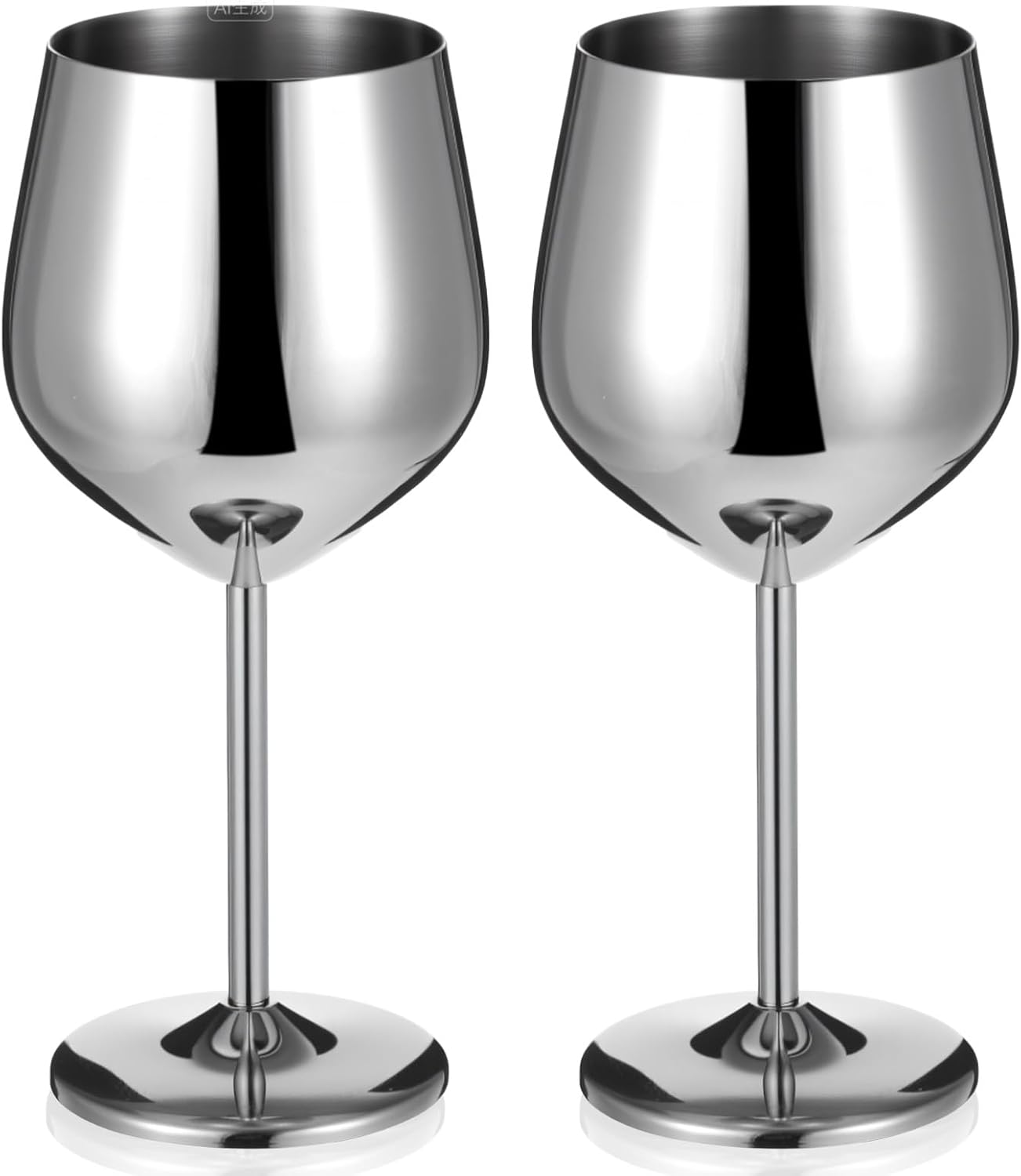 2 Pack Stainless Steel Wine Cup 18oz Silver Metal Wine Glass with Stem Clots Unbreakable Goblets Portable for Outdoor Parties, Picnics, Travel, Everyday Meals, Camping and Pool