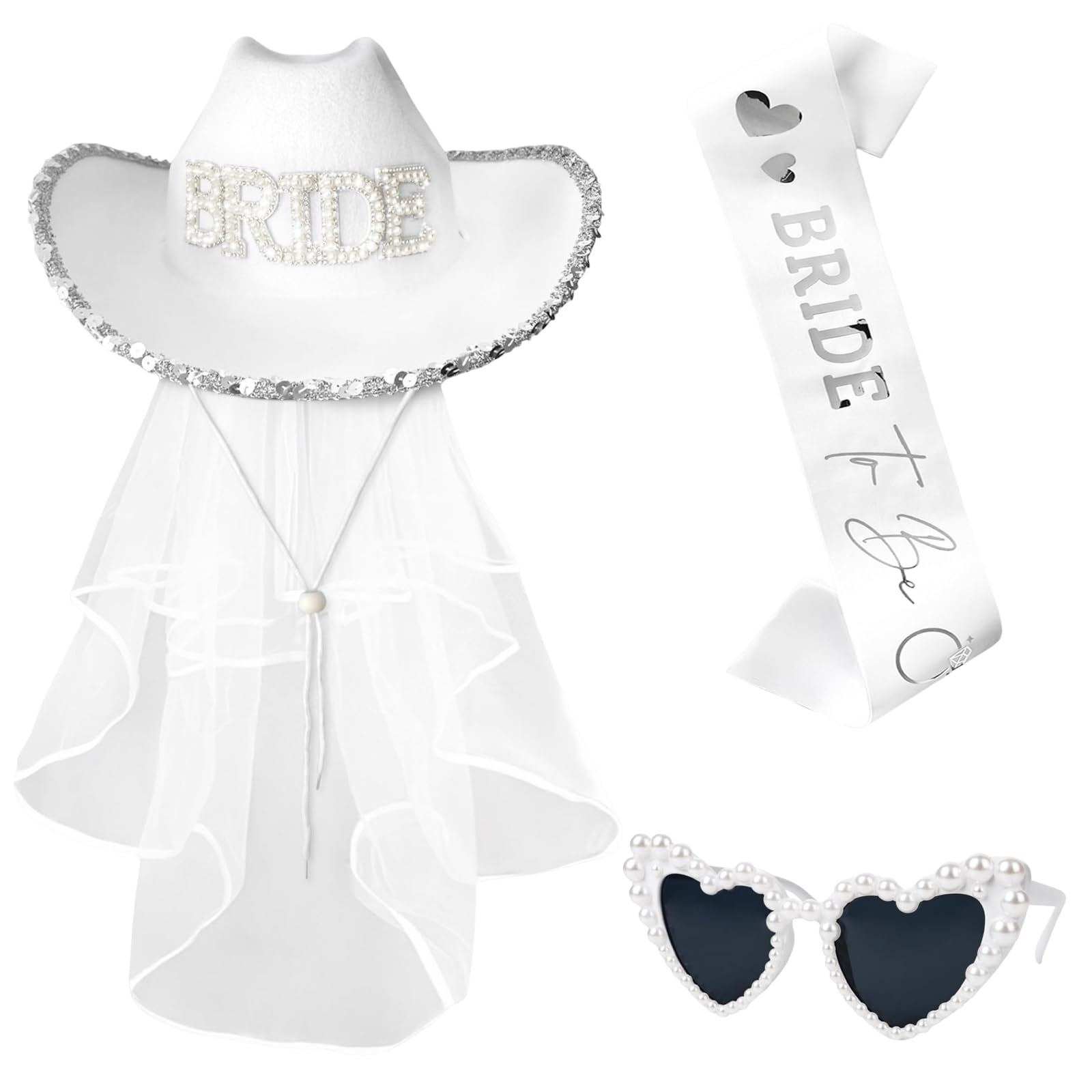 RenSton Hen Party Accessories Set, Bride to Be Sash Hen Party Veil Glasses Hen Do Accessories for Wedding Bridal Shower Decoration