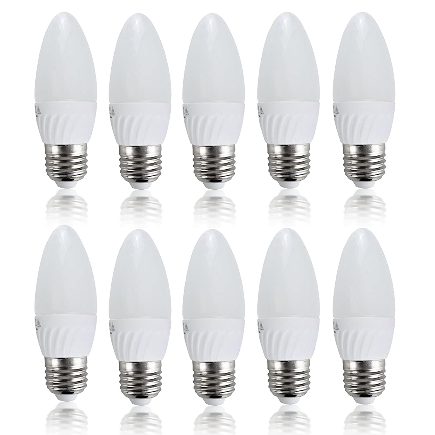 Valuelights White E27 Pack Of 10 4W Candle Warm Led Bulbs