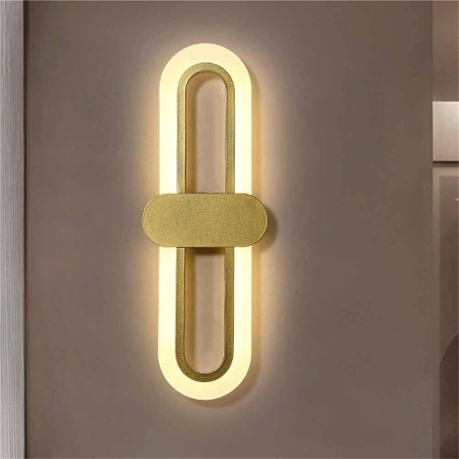 HCZKIUJY 8W Modern Long Wall Sconces - LED Adjustable Three-Color Linear Lighting for Bedroom, Bathroom, and Dressing Tables - Acrylic Stylish Corridor Background Wall Light Fixture (Gold)