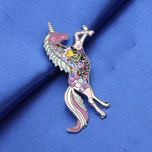 Image of DUOWEI Dainty 6 Colors Unicorn Horse Brooch Fancy Unicorn Lapel Pin Clothes Scarf Accessories for Women Girls Jewelry Gifts