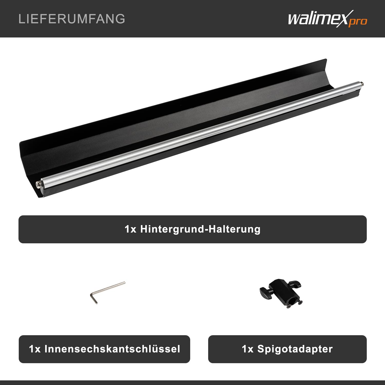 Walimex pro mocowanie tła do statywów lampowych - elastyczne zastosowanie z tłami kartonowymi do 1,35 m, udźwig do 5 kg, aluminiowa konstrukcja, mechanizm zwijania