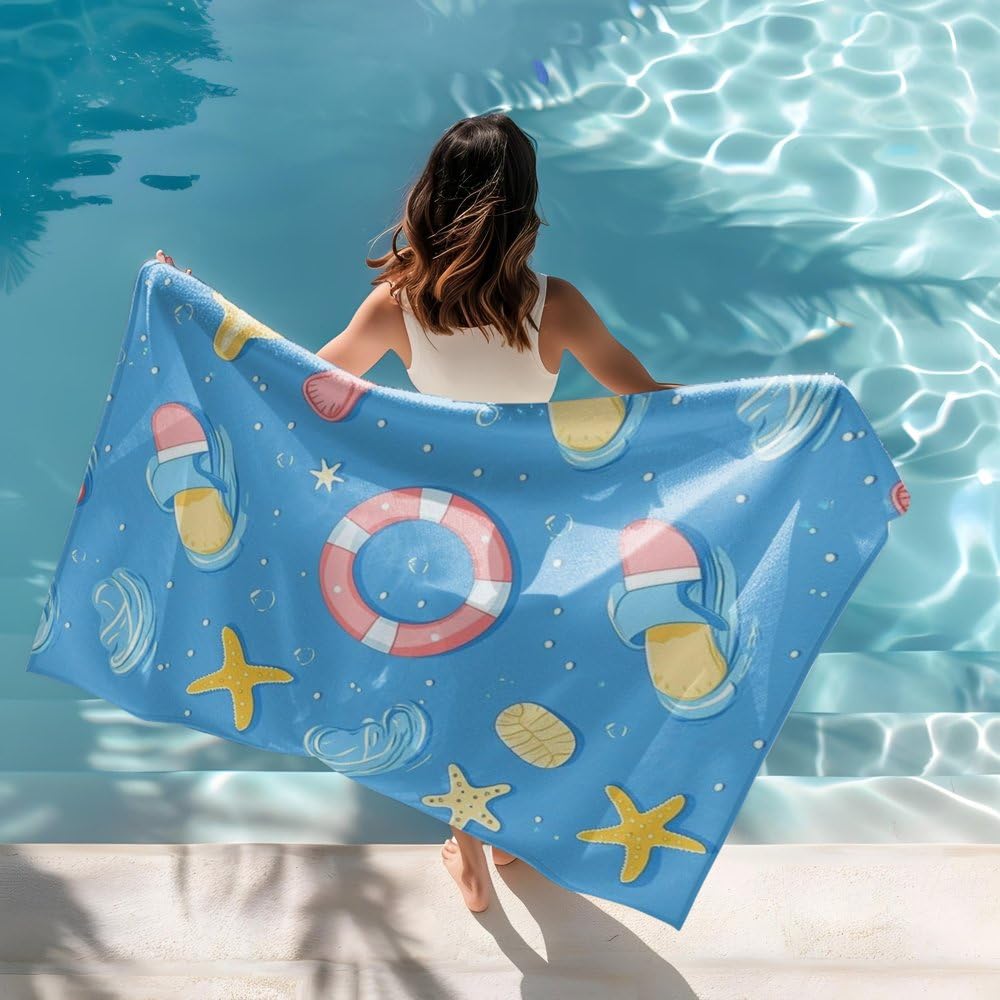 Amazon.com: YCLYXY Colorful Cartoon Beach Scene Microfiber Beach