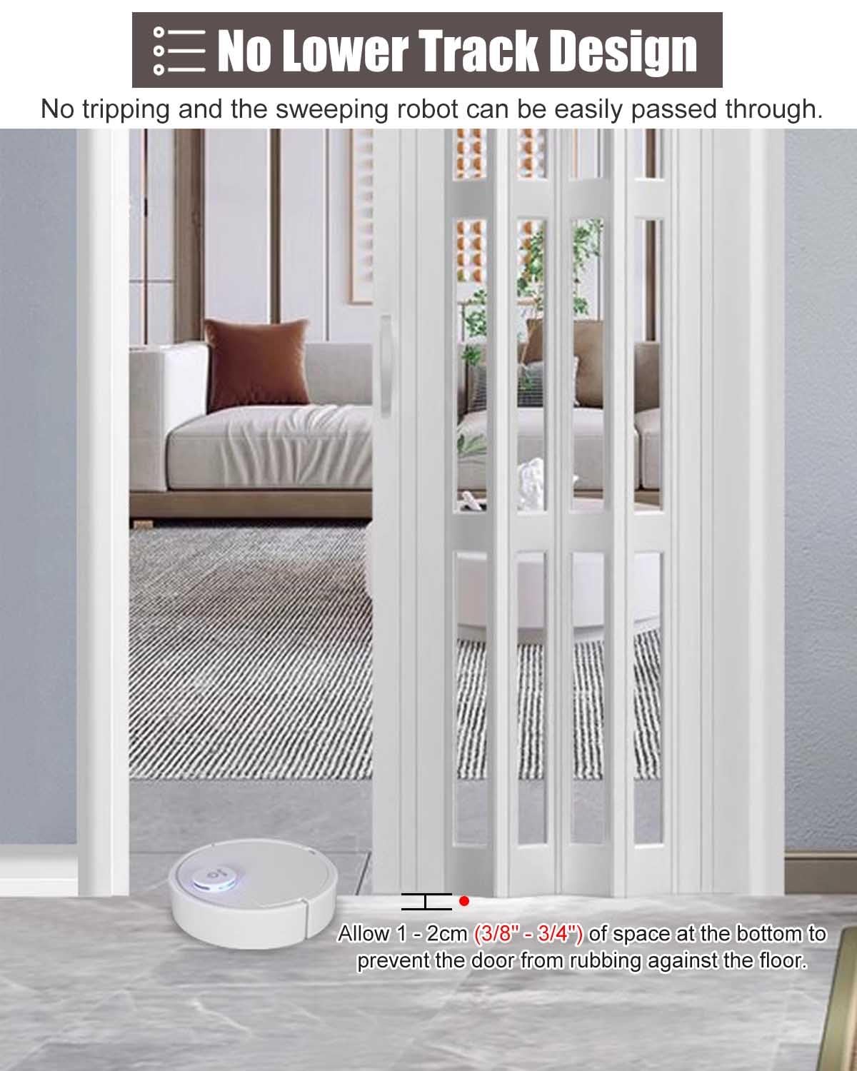 Składane drzwi przesuwne, montaż bez wiercenia, nowoczesny design Concertina do wewnętrznego wejścia i szafy, taśma klejąca dla łatwej instalacji