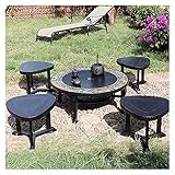 Coffre-fort & Fiable - Ce brasero de terrasse est livré avec un pare-étincelles et un tisonnier, le couvercle du foyer évite les étincelles, les braises et les débris de s'envoler, tandis qu'un tisonnier à manche en bois vous permet de déplacer en toute sécurité du bois ou du charbon de bois.