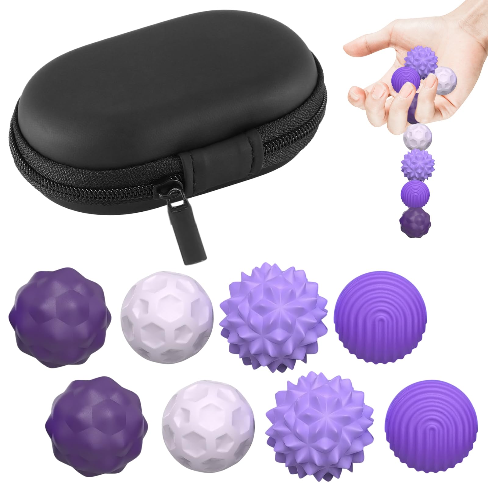 8Pcs Purple Magnetic Balls Fidget Toy,Magnetic Sensory Fidget Balls,Silicone Ball Tactile Fidget Toys,Fun Textures Balls Stress Relief Toys For Adults & Teens For Anxiety,Fidget Tension