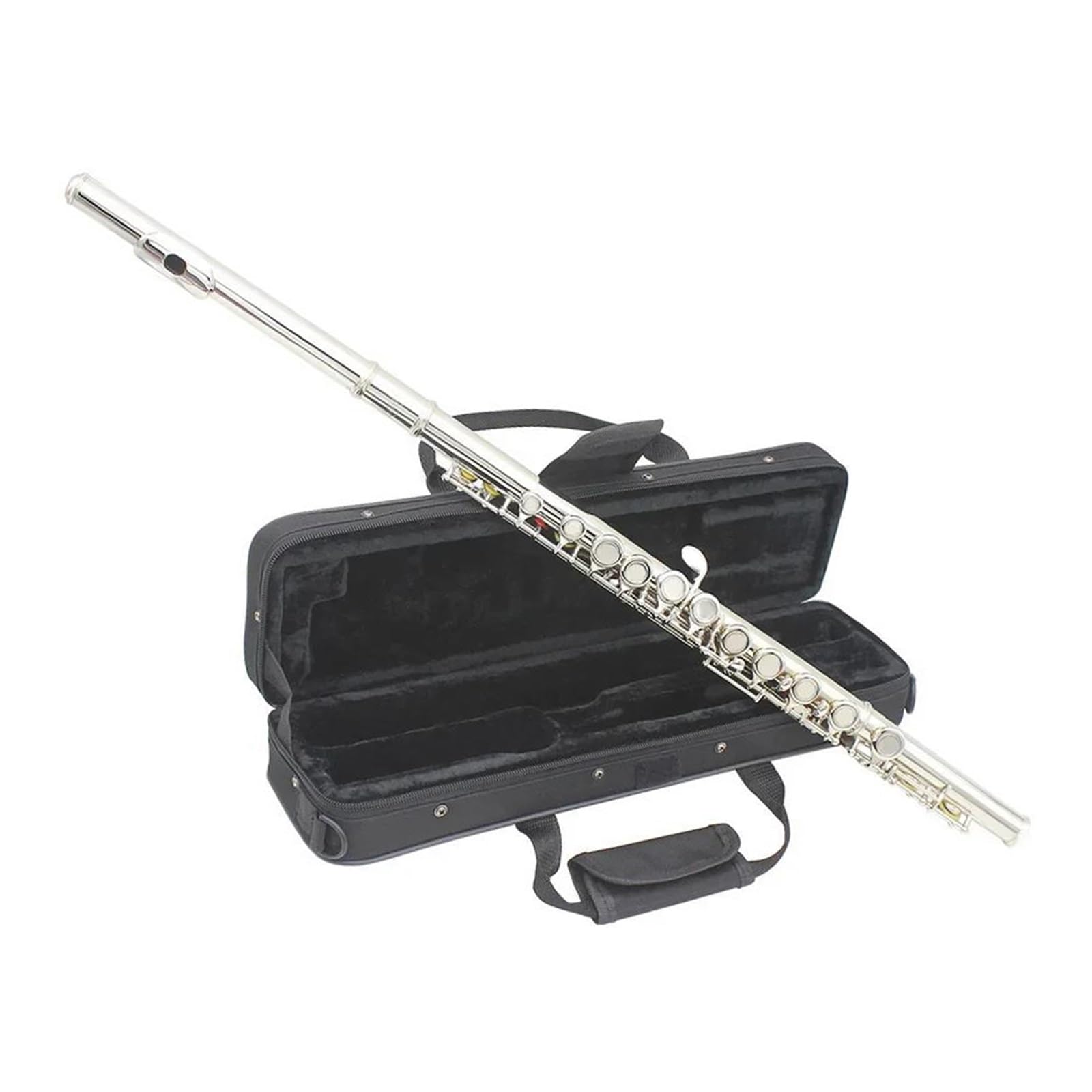 Flet Instrumenty Muzyczne 16 Otworowy Flet C Z Kluczem Zamkniętym Srebrny Miedzionikiel Profesjonalne Instrumenty Muzyczne Dęte Drewniane(Cloth box)