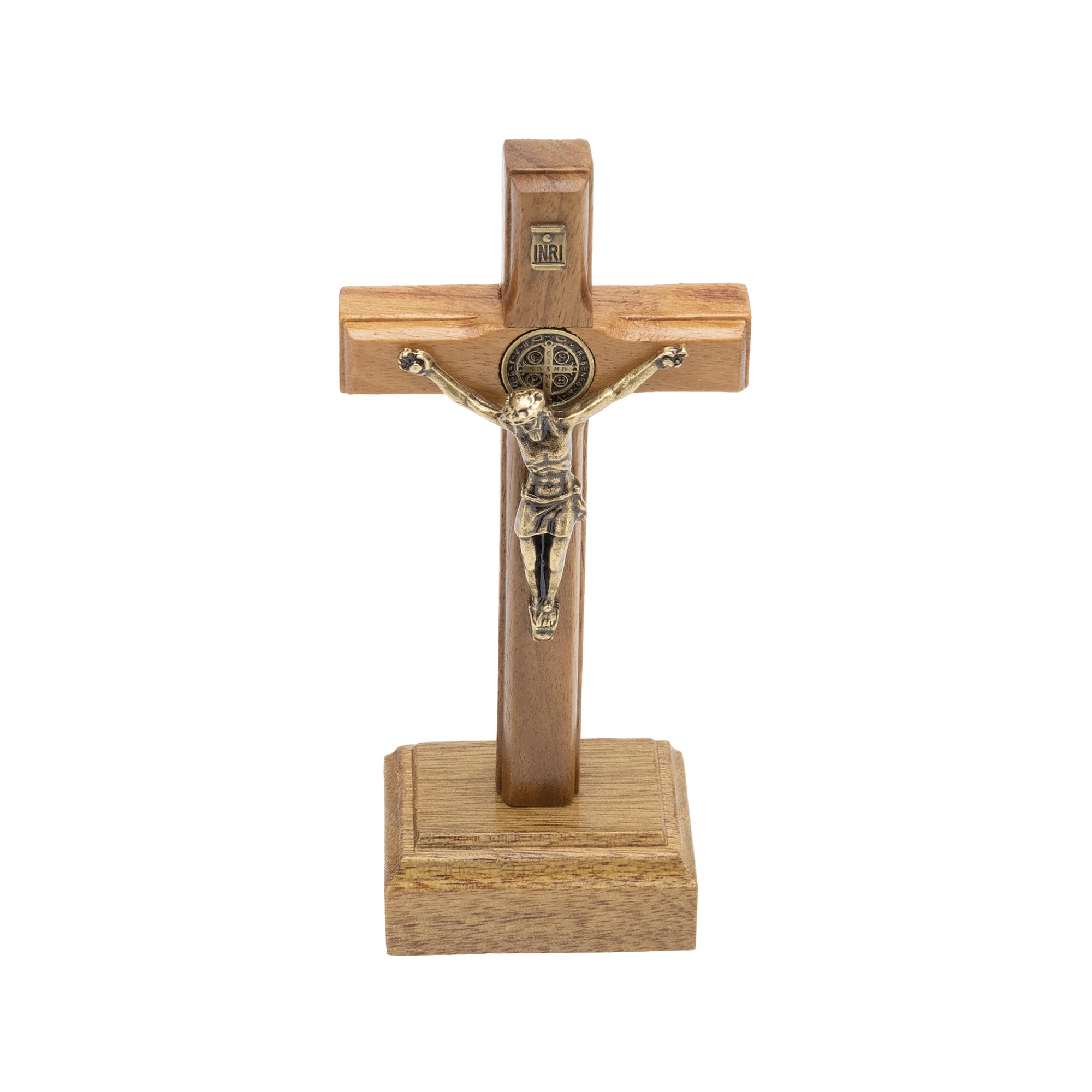 Intercession St Benedict Pocket-Sized Travel Crucifix, 3.5in Tablestop