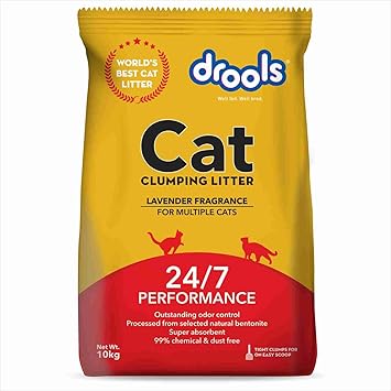 Drools Clumping Lavender Fragrance Cat Litter (for Multiple Cats), 10kg