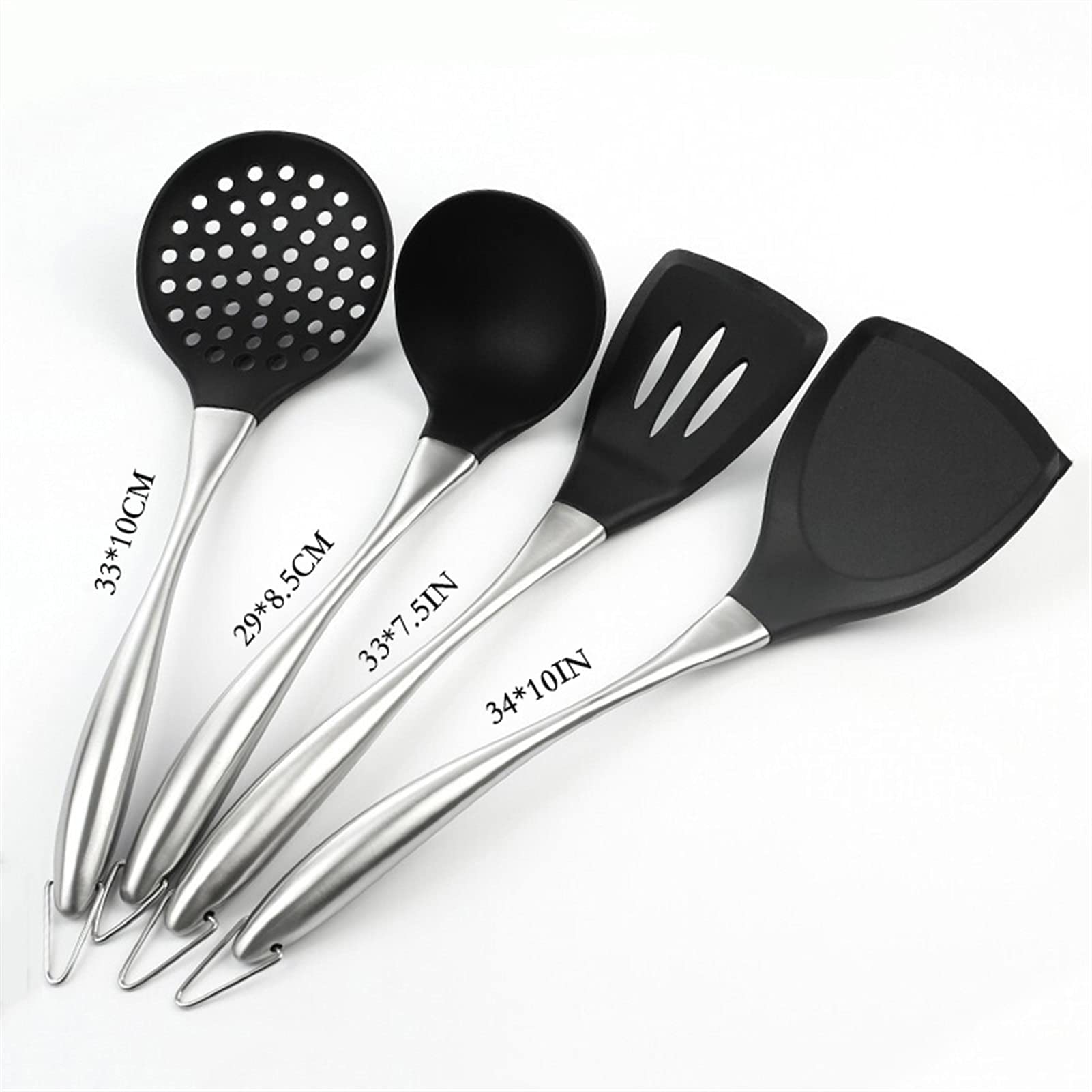 Pfannenwender, 4-teiliges Pfannenwender-Set aus Edelstahl, Silikon, Antihaftpfanne, hitzebeständiges Kochgeschirr, antihaftbeschichtet, im Lieferumfang enthalten