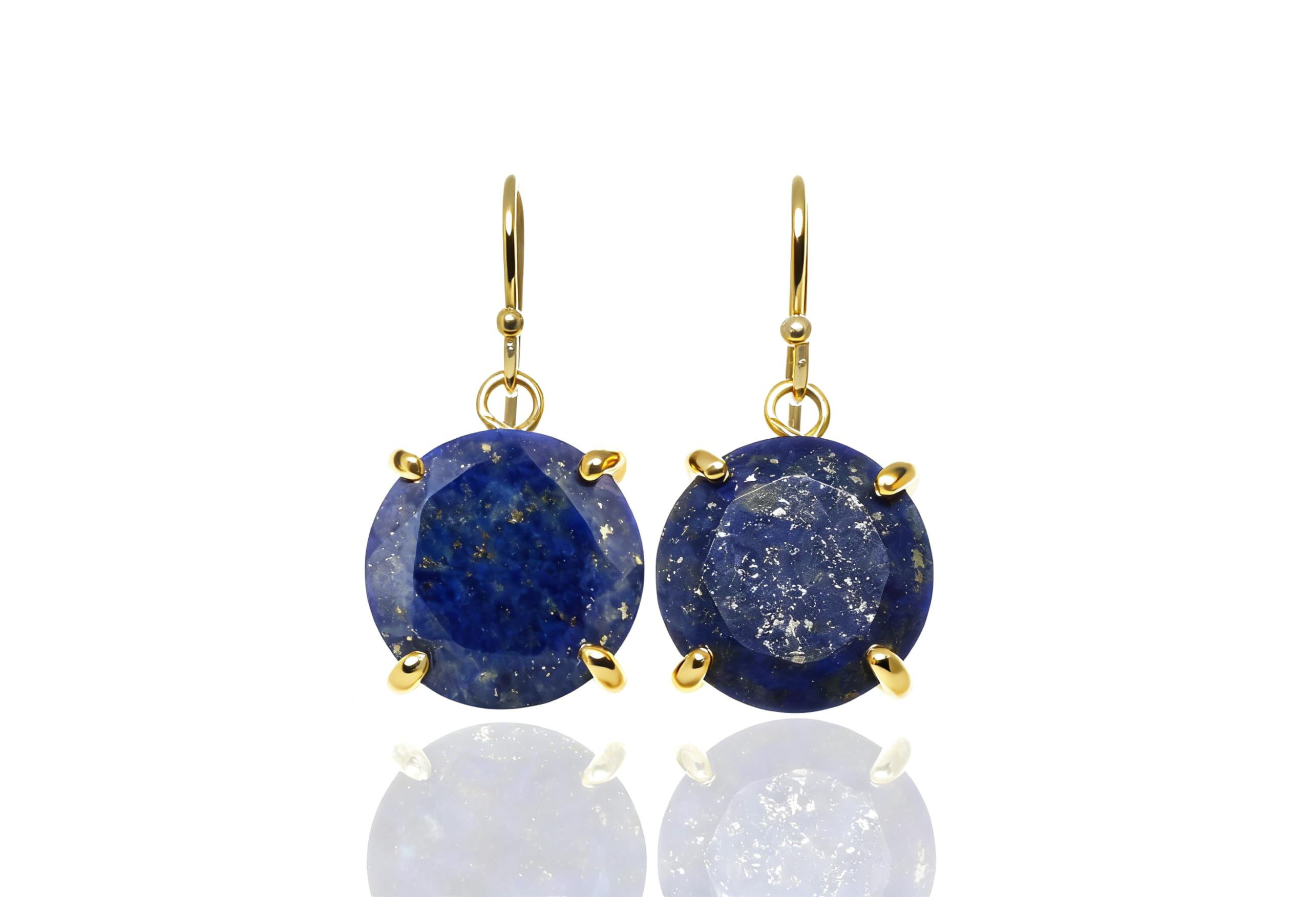 Or 14k et lapis lazuli boucles d'oreilles de luxe Anémone