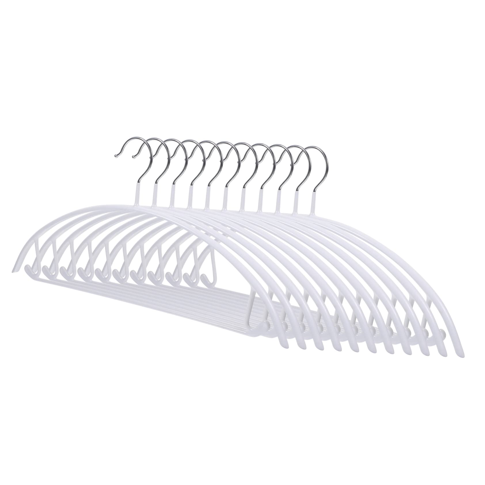 Pvc Grucce Appendiabiti Semicircolari Antiscivolo Bianco 10 Pezzi | Portata 8kg, Finitura senza Segni, Adatte a Cappotti e Maglioni, per Armadi Invernali