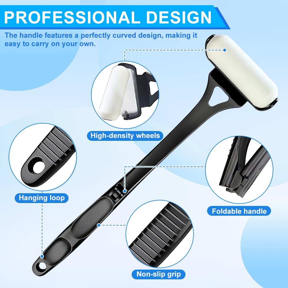 NAVESO Aplicador de Crema para la Espalda Plegable, 46.5cm Aplicador de Loción para la Espalda con 2 Cabezales Intercambiables & Mango Plegable, Aplicador Crema Solar para Protector Solar, Loción