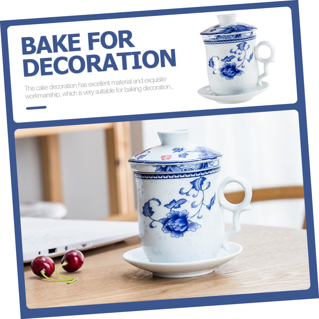 Alipis Taza de Té China Tradicional de Cerámica, Juego de 1 Pieza | Tapa y Platillo, para Hogar y Restaurante, Estilo Chino Clásico, Apta para Leche o Café