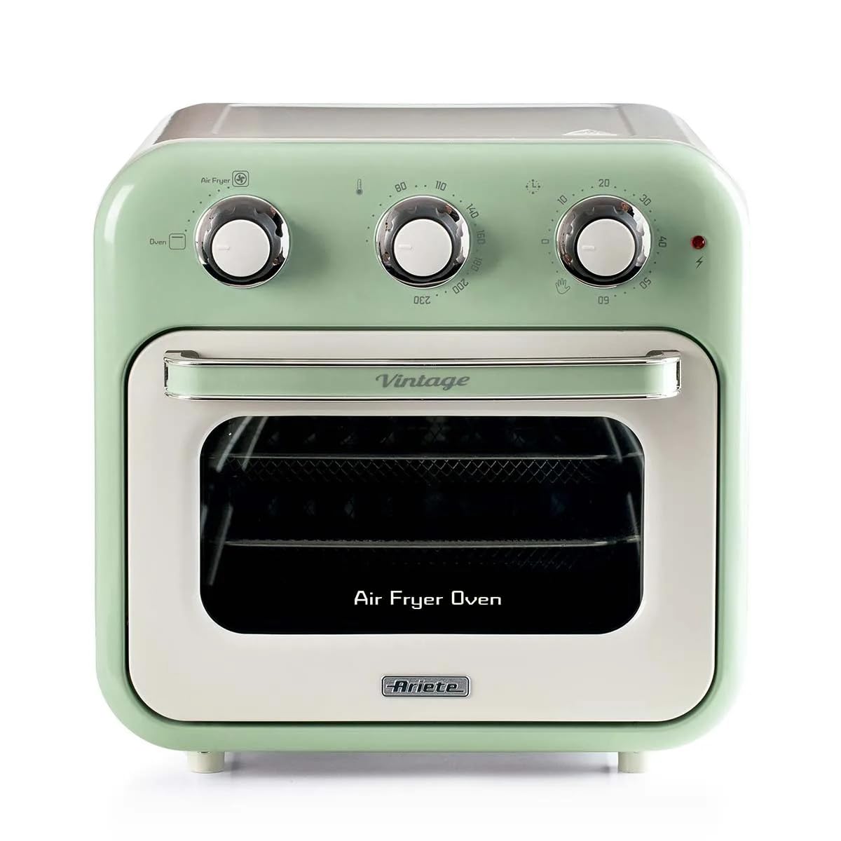 Ariete 4632, Fritadeira 2 em 1, Air Fryer e Forno Elétrico Vintage Verde, Capacidade de 16 Litros, 1400 Wats, Porta Transparente - 127V