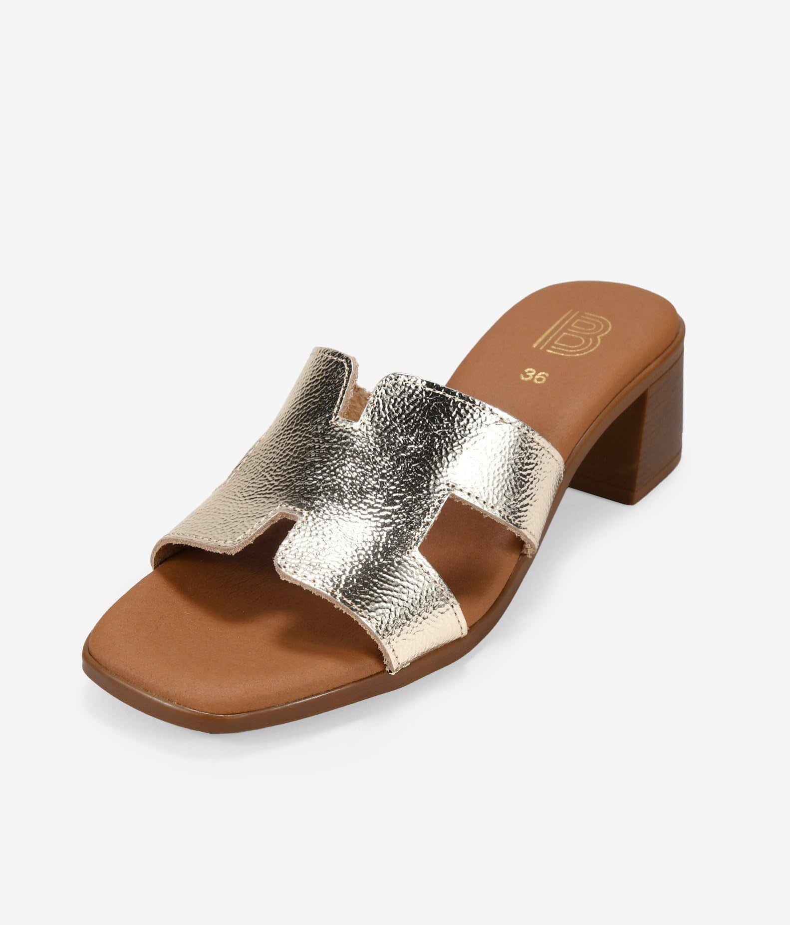 BOSANOVA Sandalias de Mujer Estilo Mule confeccionadas en Piel con tacón Efecto Madera. Sin Cierre. Calzado para Mujer
