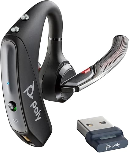 Plantronics by Poly Voyager 5200 UC - Auriculares inalámbricos y estuche de carga - Auriculares Bluetooth de un solo oído con micrófono de