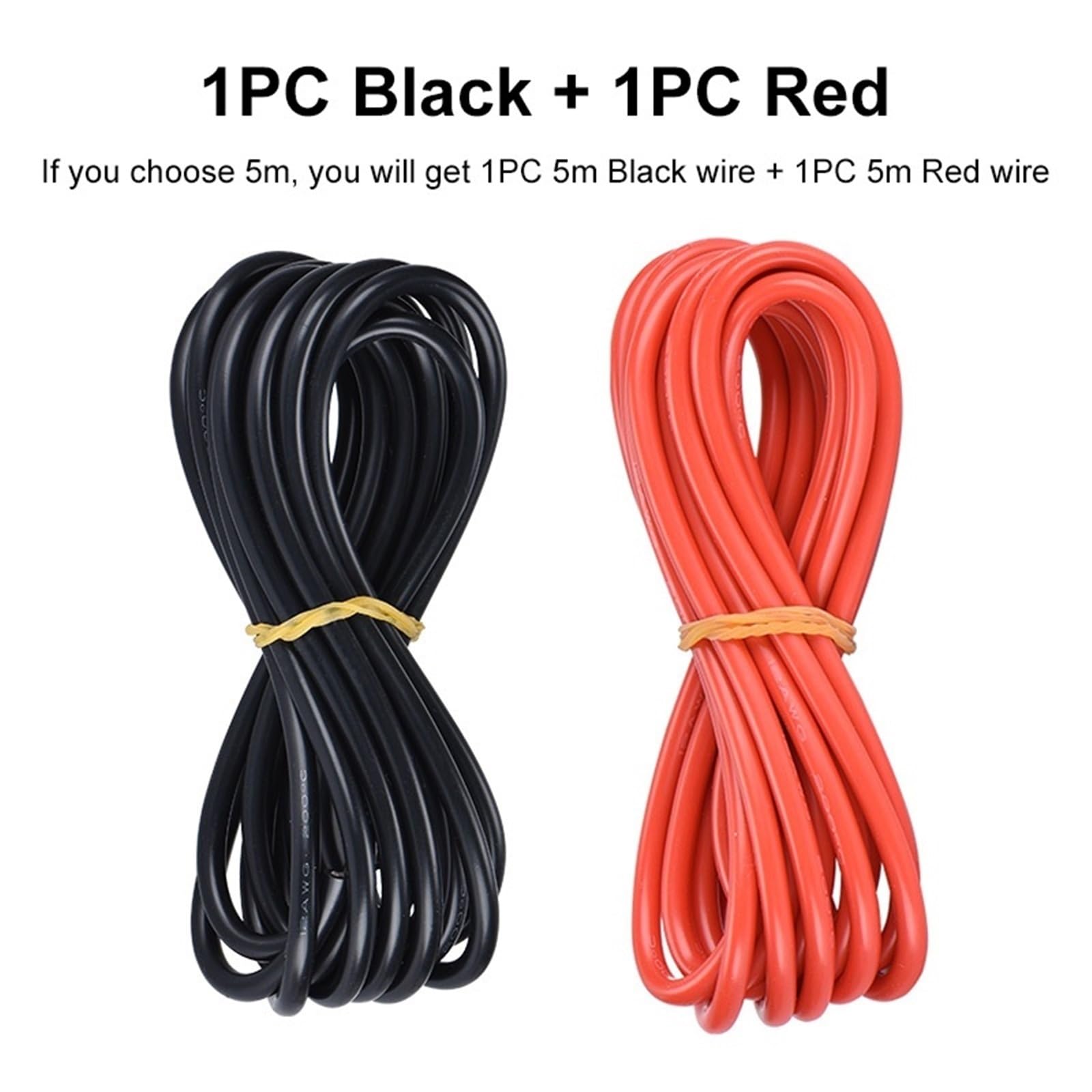 Cables Flexibles de Silicona, Cable de Silicona súper Suave, 600V, Negro, Rojo, 2-16 AWG, Cable de Cobre estañado Resistente al Calor(Each 3meter 4 AWG-25mm2)
