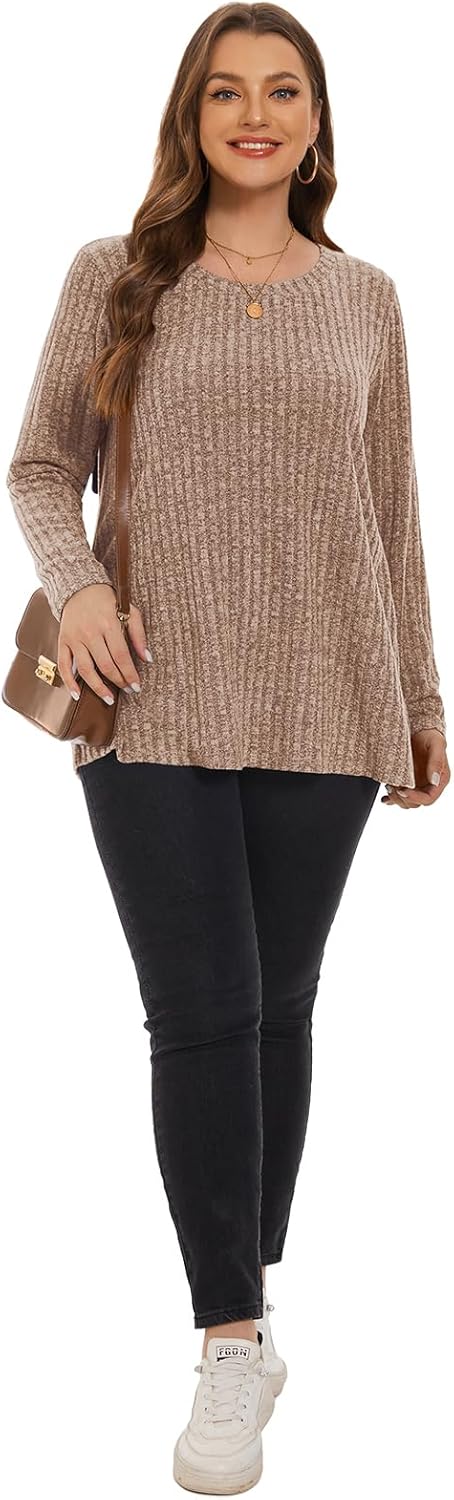 BELAROI Plus Size Tops for Women Tunic Shirts Long Sleeve Scoop Neck Casual Lightweight Sweaters Pullover Loose Fit - Image 6