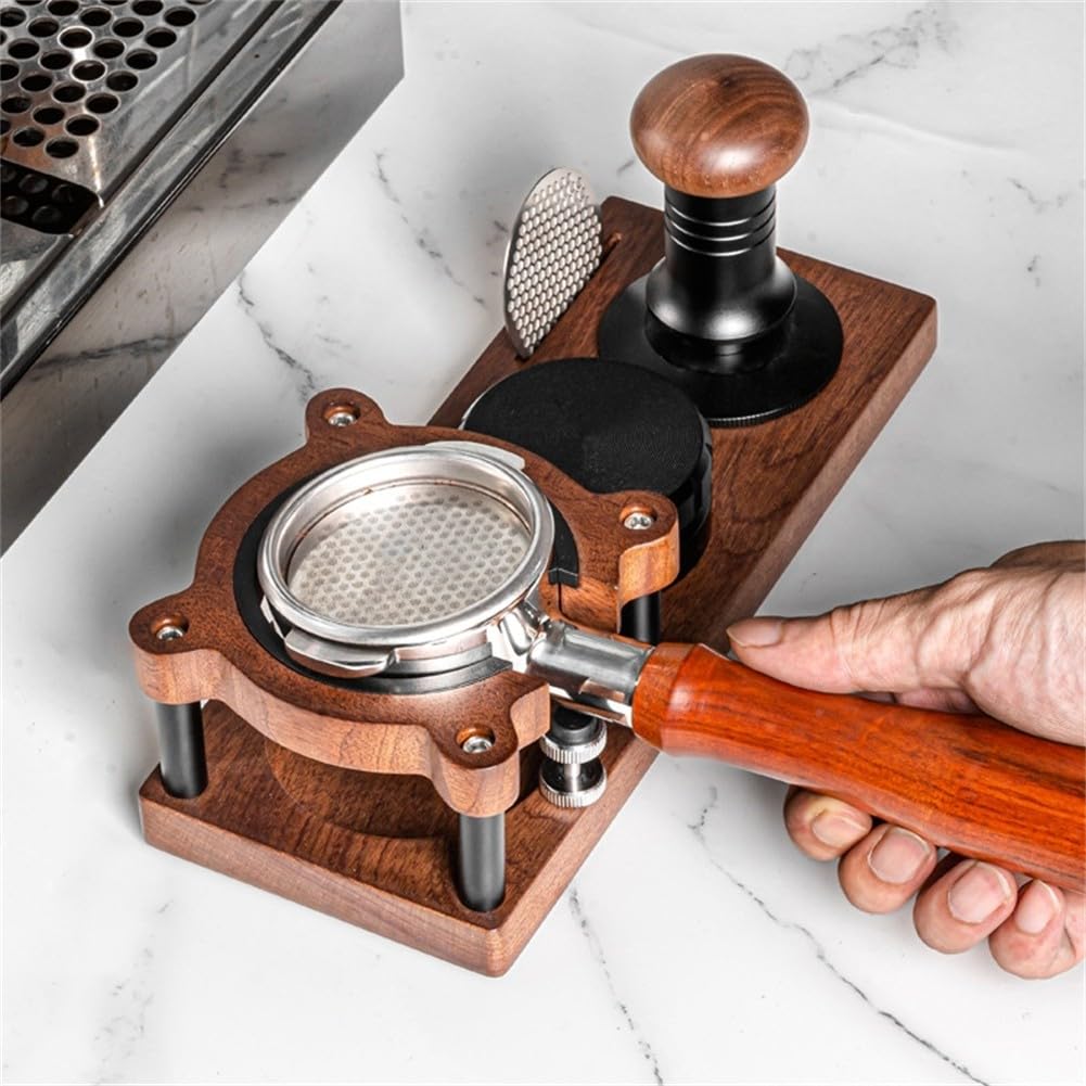 Wysokiej jakości drewniany tamper do kawy 51/58 mm - podstawa Sapele narzędzie do prasy do espresso i uchwyt na portafilter dla baristów i stylowe akcesoria do kawy
