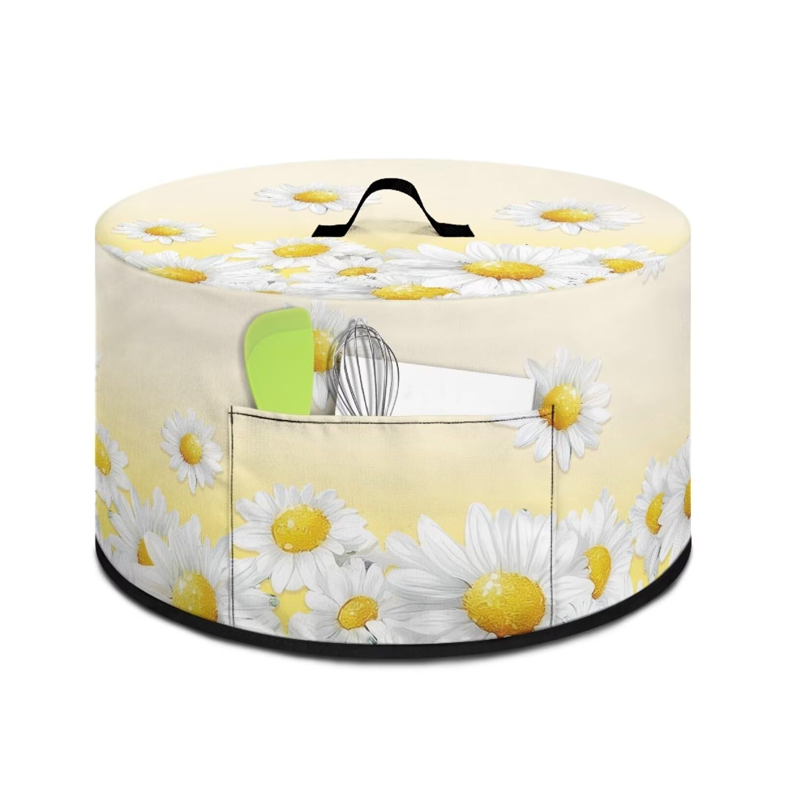 Maiyoinou Daisy Print Slow Cooker Dust Case Storage Organizers Accessories Smooth Flat Colorful Slow Cooker Storage with Front Pocket