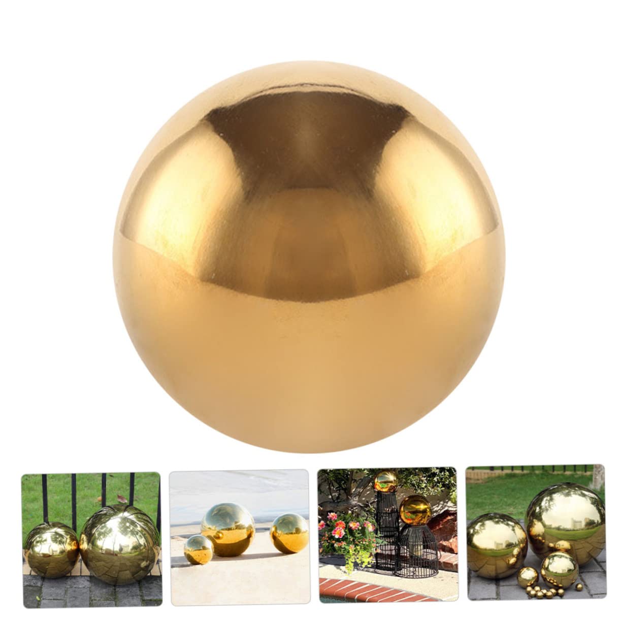ibasenice Garden Ball Decor Solar Gazing Ball Stand Reflective Stainless Steel Ornament