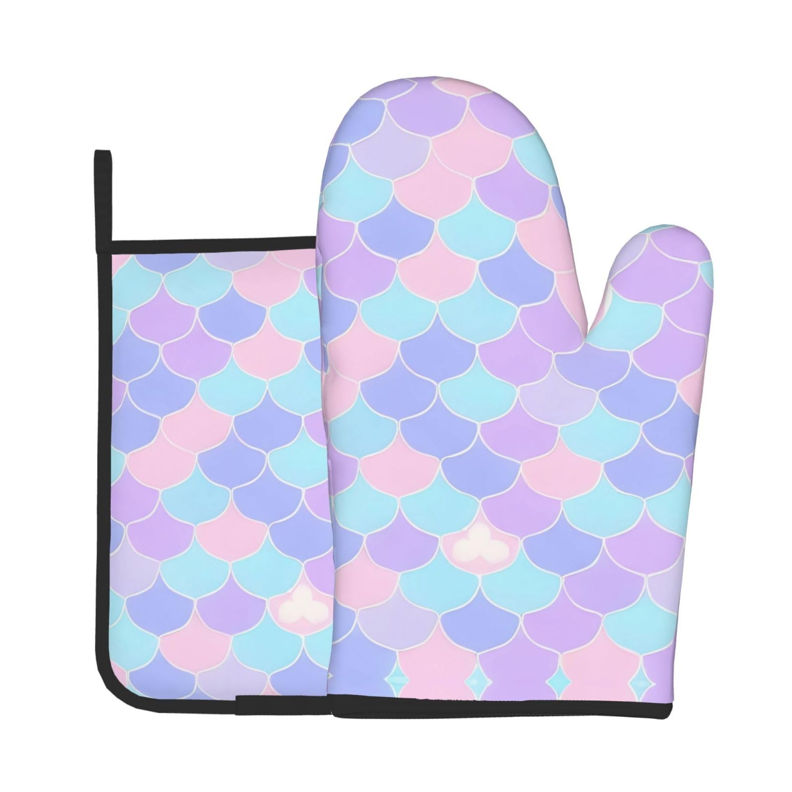 Oven Mitts and Potholders Set of 2 for Kitchen Baking Cooking GrayMermaid Tattoo Thick and Durable