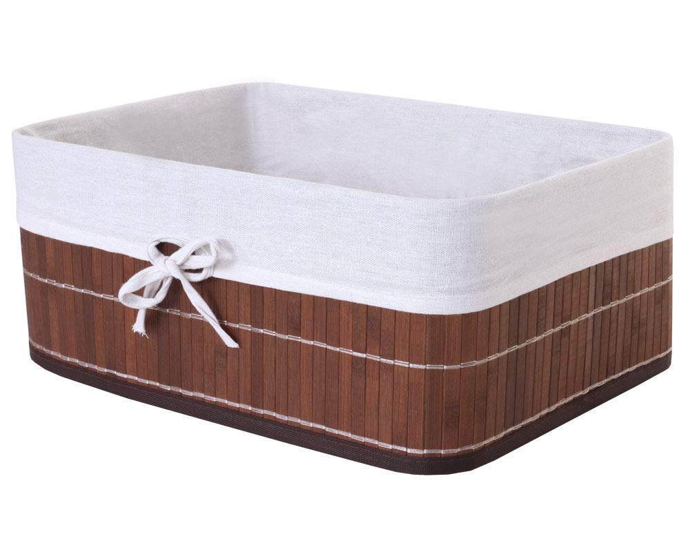 Ceste Vimini Con Coperchio Set 3x Ceste Portaoggetti HWC-C21 Bamb&ugrave;