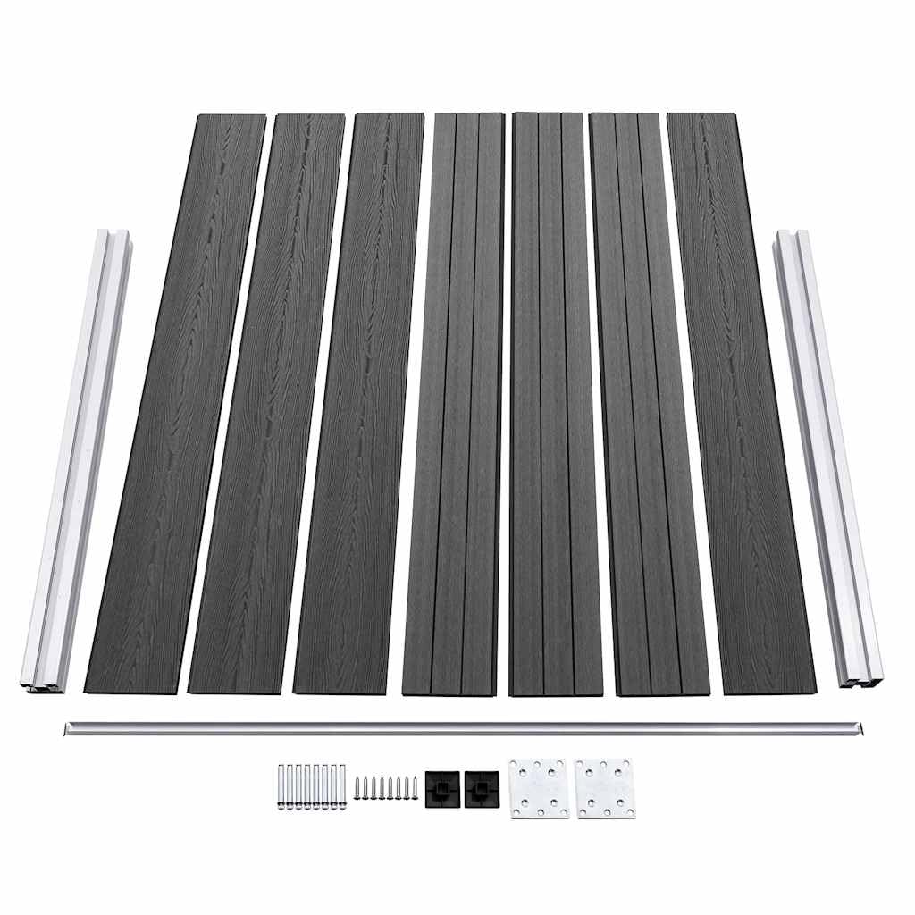 Set Recinzione da Giardino WPC Modulare 699x146 cm Nero 5 Pali