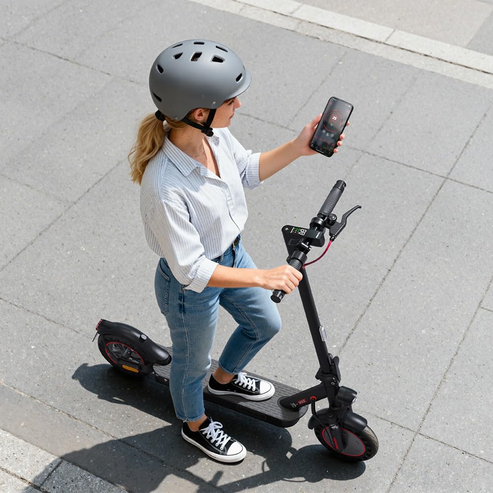 iScooter 10" Patinete Eléctrico Adultos Homologado DGT, 500W Motor, Autonomía De 30-40 KM, Máxima 25KM/H, Bocina, Timbre, Intermitentes, App, Frenado Doble, Plegable, Carga 120 KG, Bloqueo/Desbloqueo
