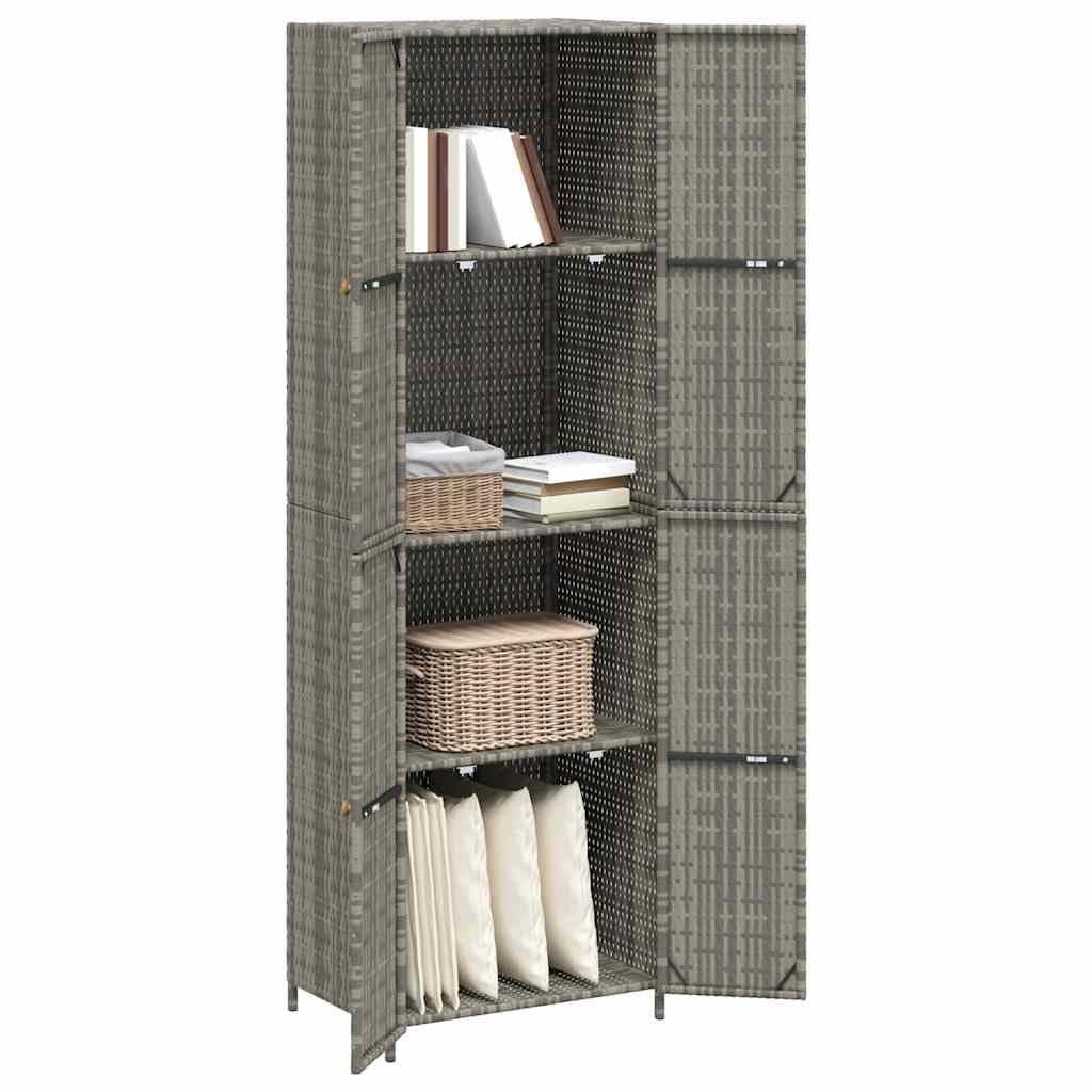 Tomostar Armoire de Rangement en Résine, Armoire Haute de Jardin Abri de Jardin Meuble Extérieur Gris 59x40x180 cm Résine tressée