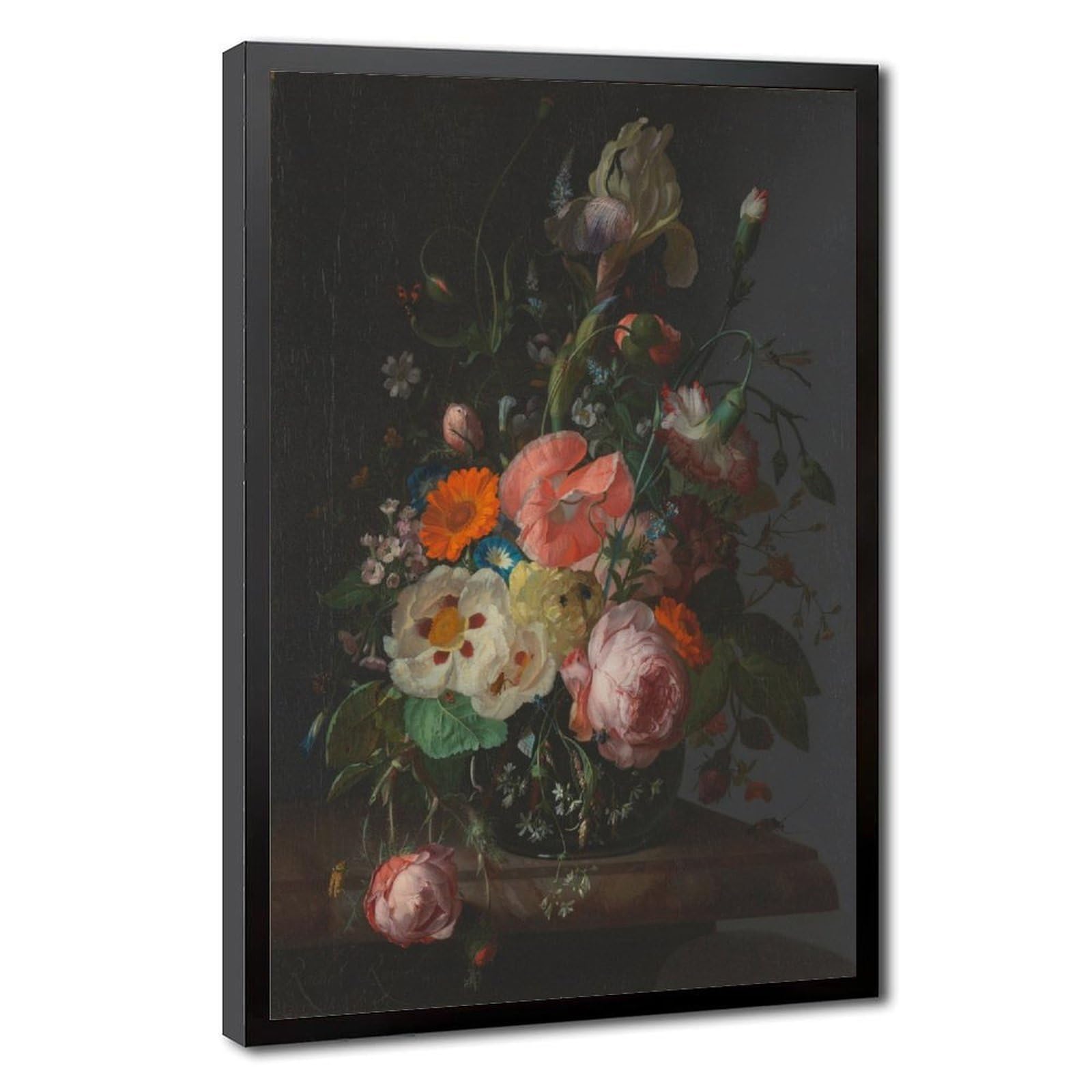 WCYB Rachel Ruysch - Still Life With Flowers on A Marble Tabletop Posters Prints Canvas Deco Paintings Wall Art Hangable Frame 8" L X 12" W