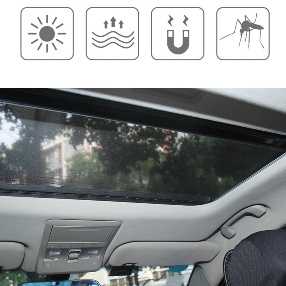 Copertura magnetica per tettuccio apribile dell'auto, in rete, facile installazione, fornisce protezione solare e ventilazione (100 x 65 cm)
