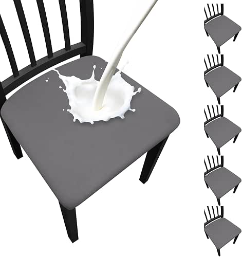 Waterproof Dining Chair Seat Covers Set of 6, Stretch Removable