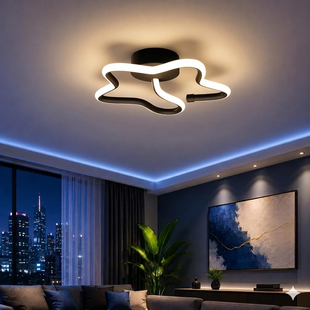 50W LED Ceiling Light Infinity & Star Design 3 Color Modes Warm, Cool White, Neutral Modern Decorative Ceiling Lamp for Living Room, Bedroom Energy Efficient & Bright Lighting (Star)-picture-21