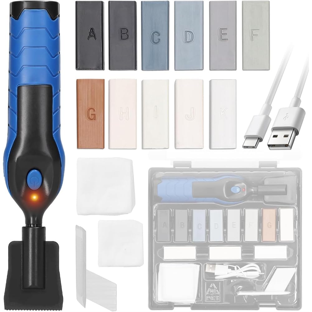 Udsknv[Ksl As Shown Furniture Repair Tool Set For Wood Floors, Includes 11 Wax Blocks Scratch Nail Scratchnail Hole Crack Fixing Tools
