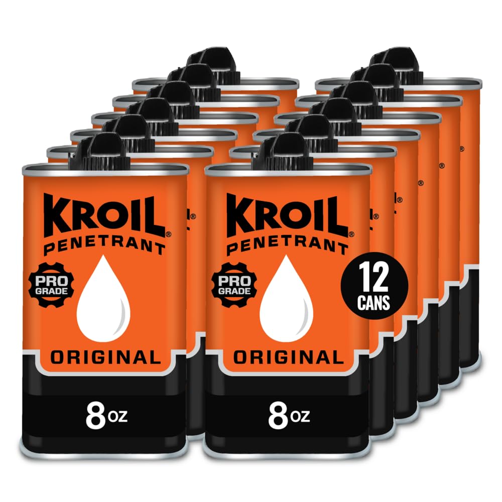 Kroil Original Penetrant - Rust Penetrating Lubricant - Corrosion Inhibitor Oil for Chains, Hinges & Stuck Metal Parts - Home & Industrial Use - Drip Can - 8 oz - 12 Pack (AZKL081C12)