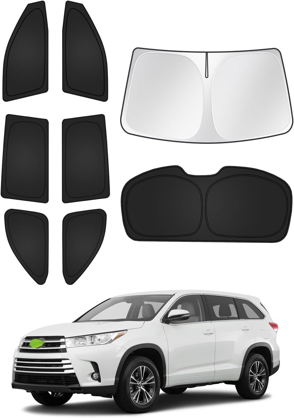 Sunshades for Toyota Highlander 2014-2019 Accessories Windshield Sun Shade Side Rear Window Shade Cover Sun Visor Shield Privacy Protection Keep Vehicle Cool Black 8PCS