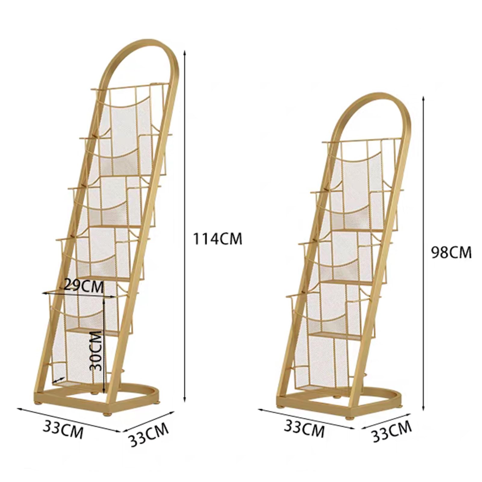 Espositore Per Brochure, Espositore Da Terra Per Riviste A 4/5 Ripiani, Supporto In Metallo Per Singoli Fogli, Organizzatore Per Riviste E Giornali, Per Fiere, Uffici Ed Esposizione(White,33x33x98cm)