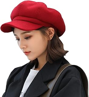 Boinas para Mujer Lana Boina Clásico Color Sólido Casual Gorra de Visera Sombreros Otoño Invierno Navidad de Regalo
