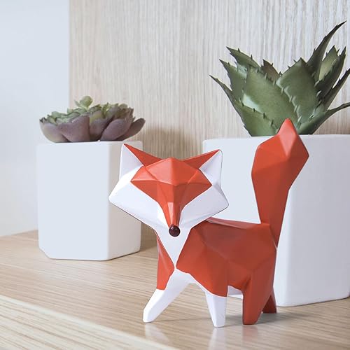 Miniatura 3 de HAUCOZE Figura de zorro para regalo de escultura geométrica, decoración de estatua de animales, regalos de poliresina, arte de 4.0 pulgadas