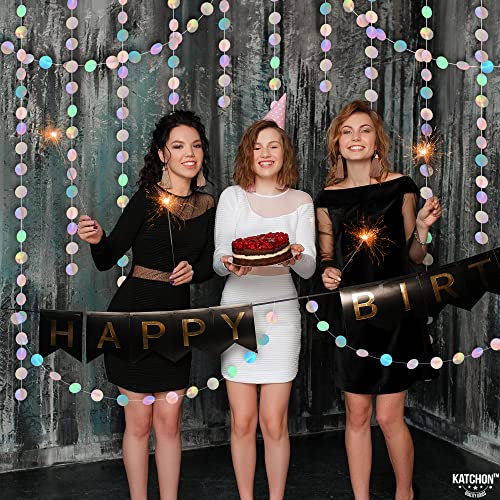 Katchon, Shiny Holographic Circle Hanging Decorations - 13 Feet, 4 String, No Diy | Round Holographic Hanging Dots Streamer Backdrop For Iridescent Party Decorations | Streamers Party Decorations #TOP4