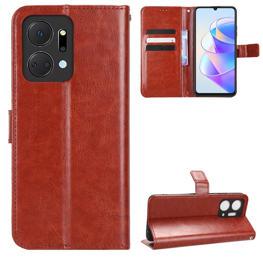 BellaCase Custodia Honor X7A [Custodia Portafoglio] [Staffa] [Slot per schede] [Flip Cover Magnetica] Compatibile con Lo Smartphone Honor X7A(Marrone